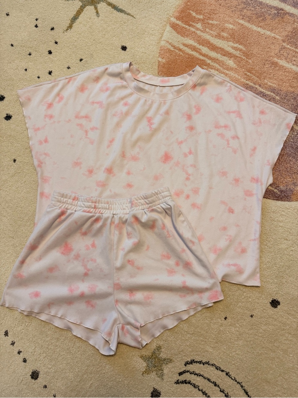 Women's Pink Tie-Dye Sleep Set - Soft Short Pajama Set